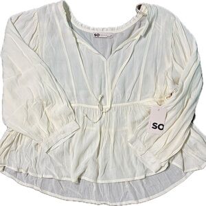 SO Women's Cream Peasant Blouse